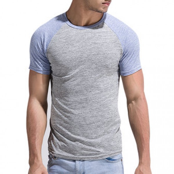Leisure Patchwork Color Slim Fit Sport T-shirt Men...