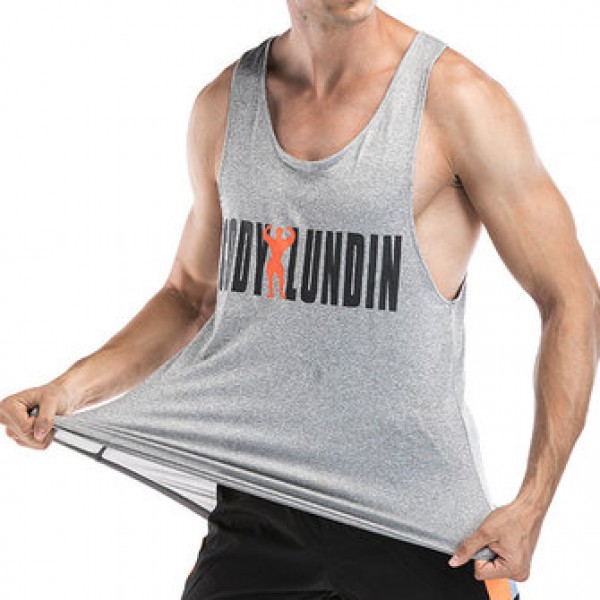 Men Leisure Quick Drying Breathable Vest Fashion Letter Printed Fitness Training Sport Tops
