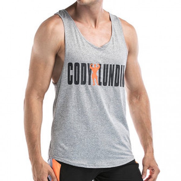 Men Leisure Quick Drying Breathable Vest Fashion Letter Printed Fitness Training Sport Tops