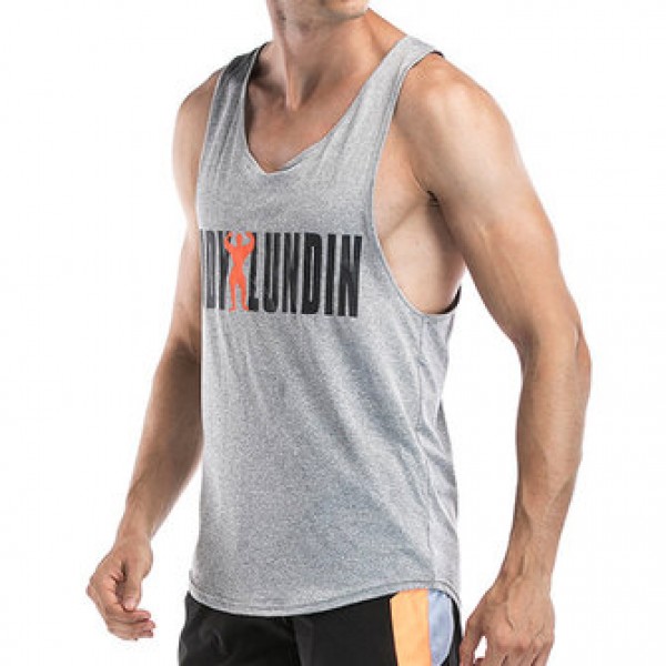Men Leisure Quick Drying Breathable Vest Fashion Letter Printed Fitness Training Sport Tops