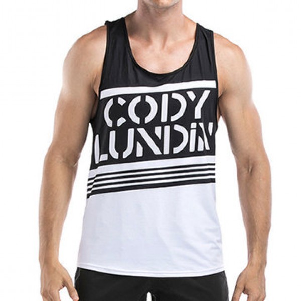 Men Leisure Printed Breathable Vest Round Neck Qui...