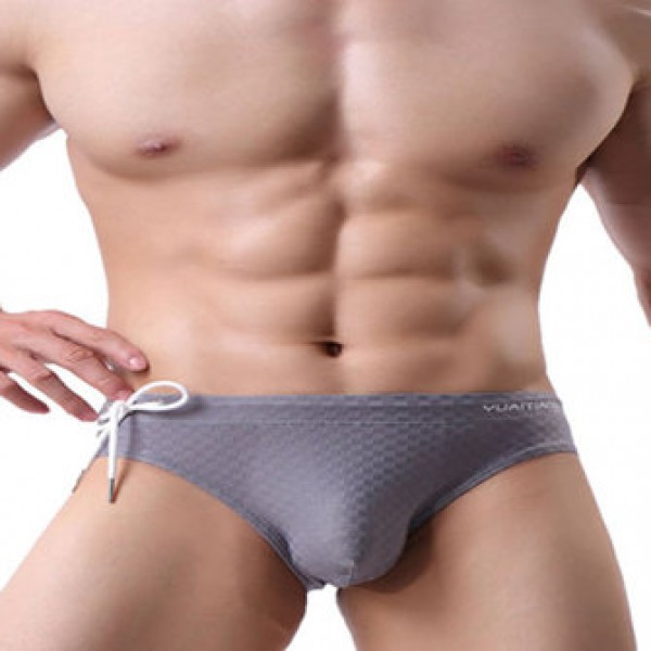 Drawstring Solid Color Swimwear Underwear Briefs for Men