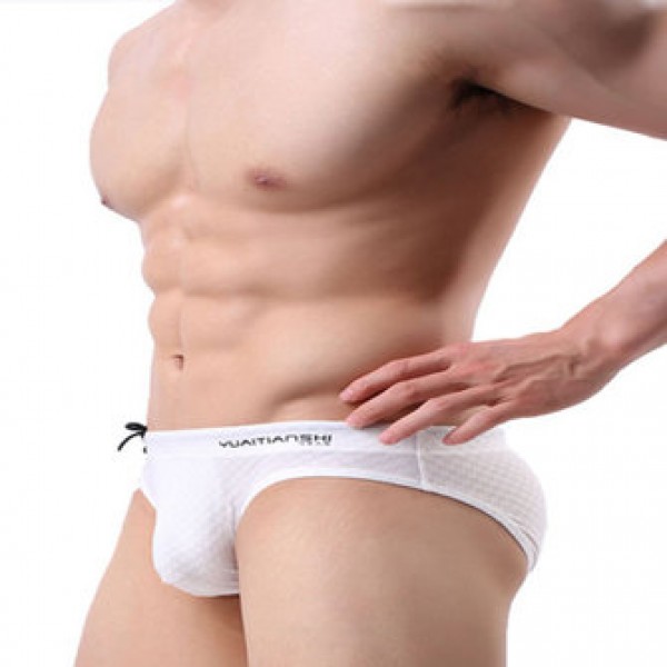 Drawstring Solid Color Swimwear Underwear Briefs for Men