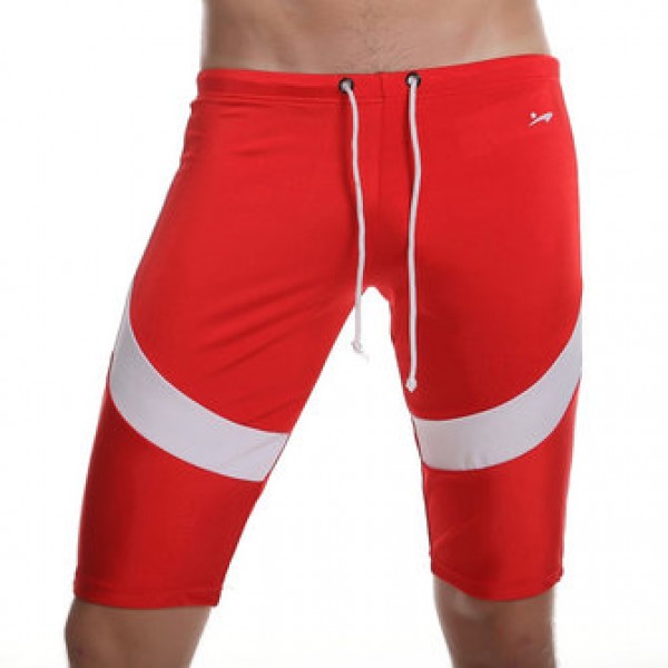 Casual Skinny Swimming Drawstring Shorts Knee Leng...