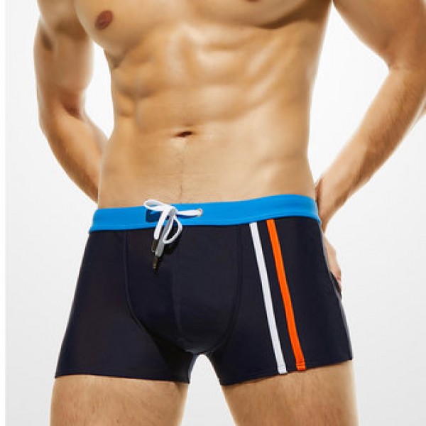 Hit Color Drawstring Quickly Dry Beach Shorts Boxe...