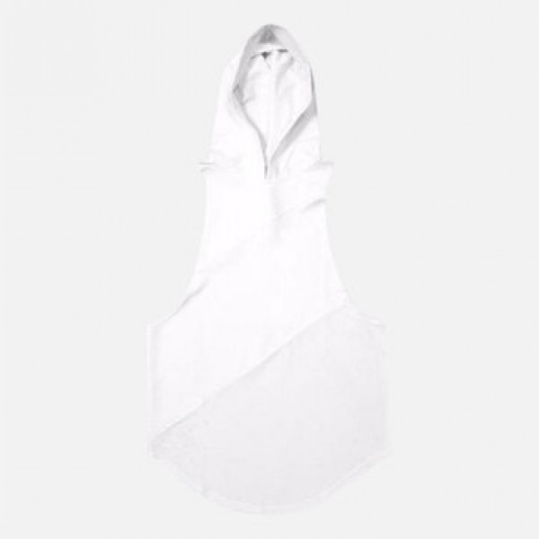 Men Cotton Sleeveless Mesh Breathable Hooded Gym Tops