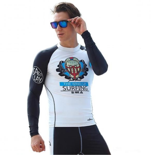 Men Diving Suit shirts Tops Long Sleeve Swimwear W...