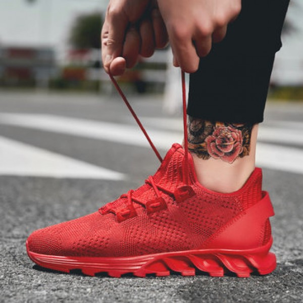 Men Lightweight Breathable Outdoor Athletic Running Shoes Casual Sneakers Slip-on Flat Sport Shoes