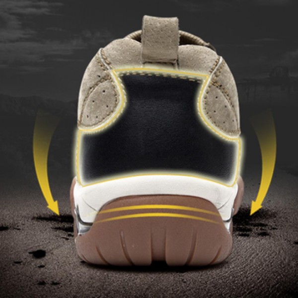 Mens Outdoor Breathable Athletic Shoes Cowhide TPR Elastic Slip-on Sport Sneakers