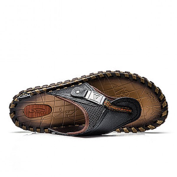 S-420502  The First Layer Of Leather Handmake Men Sandals Slippers Summer Personality Beach Shoe