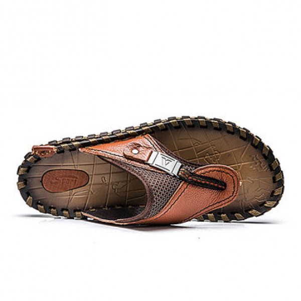 S-420502  The First Layer Of Leather Handmake Men Sandals Slippers Summer Personality Beach Shoe