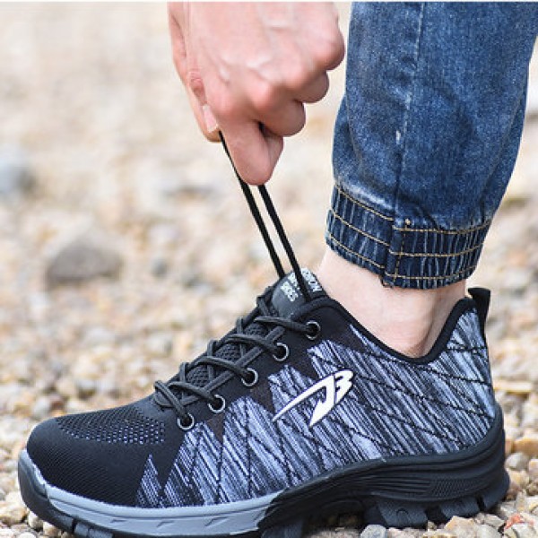 TENGOO 536 Men Ultralight Safety Shoes Work Shoes Mesh Anti-slip Anti-Collision Steel Toe Sports Running Shoes