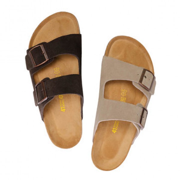 Aishoes Soft Leather Wooden Men Sandals Thick Bott...