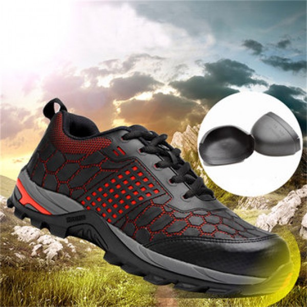 TENGOO Men Safety Shoes Waterproof Breathable Cushioning Steel Toe Work Shoes Running Shoes
