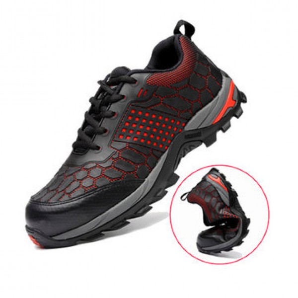 TENGOO Men Safety Shoes Waterproof Breathable Cushioning Steel Toe Work Shoes Running Shoes