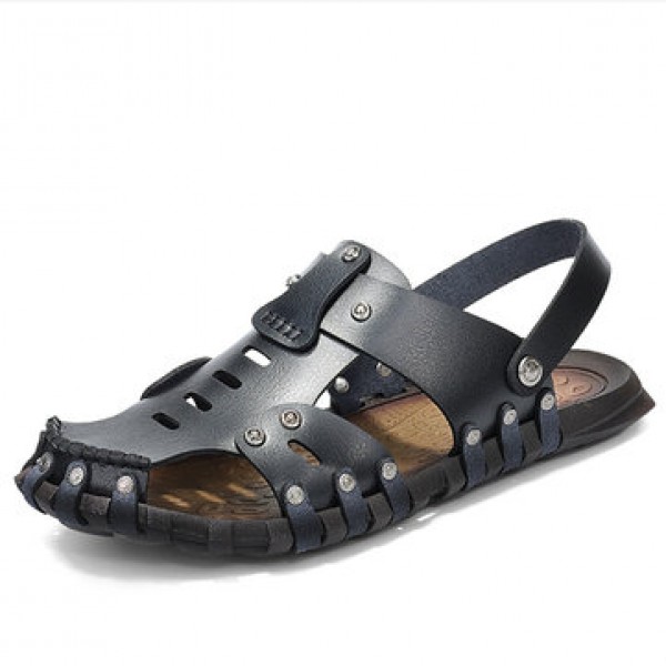Men Beach Sandals Summer Slippers Soft Flat-bottomed Slippers Microfiber Shoe Size 6.5-11.5