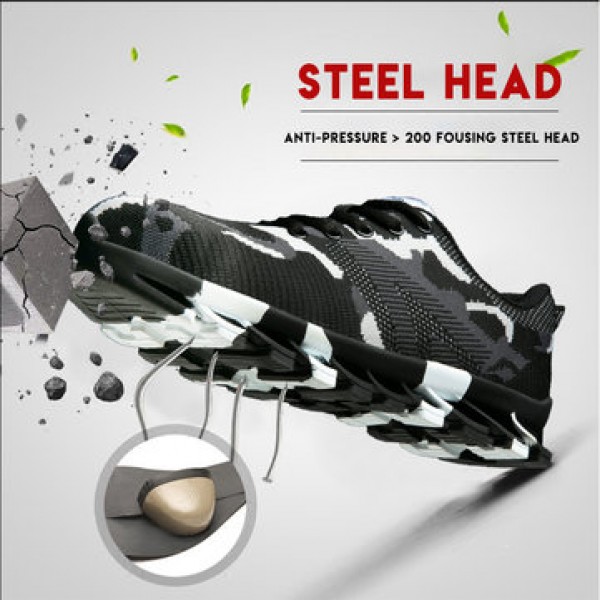 TENGOO Men Safety Shoes Steel Toe Work Shoes Breathable Non-Slip Anti-smashing Running Hiking Shoes