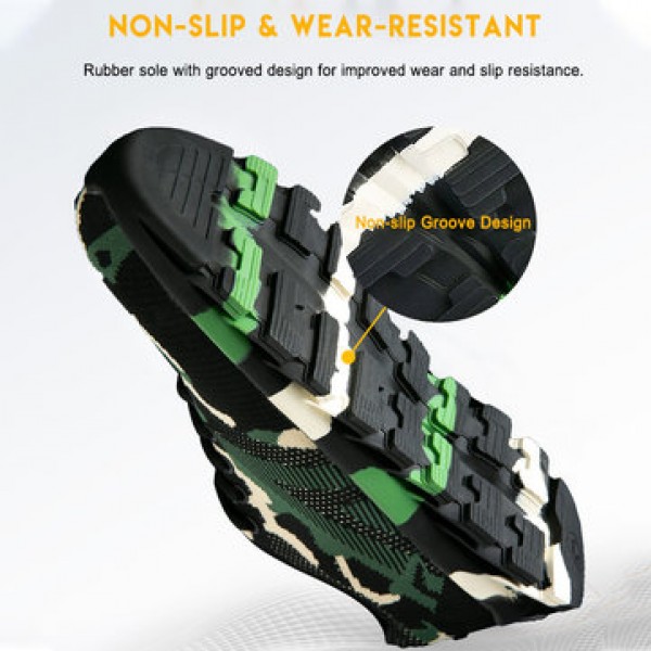 TENGOO Men Safety Shoes Steel Toe Work Shoes Breathable Non-Slip Anti-smashing Running Hiking Shoes