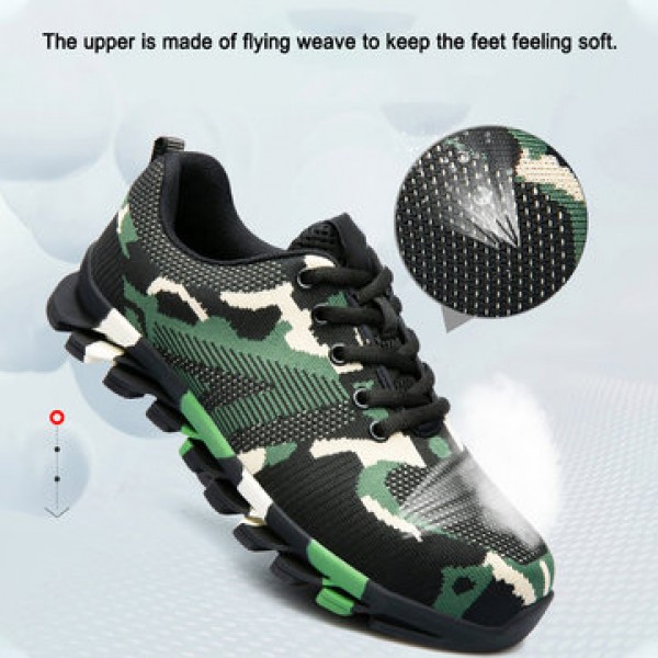 TENGOO Men Safety Shoes Steel Toe Work Shoes Breathable Non-Slip Anti-smashing Running Hiking Shoes