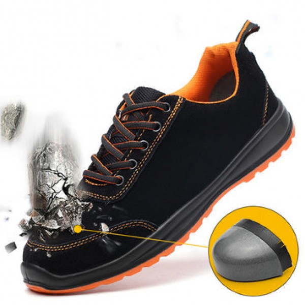 TENGOO Men Safety Shoes Steel Toe Work Sneakers Slip Resistant Waterproof Breathable Hiking Climbing Running Shoes