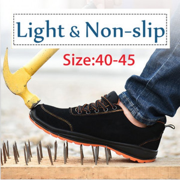 TENGOO Men Safety Shoes Steel Toe Work Sneakers Slip Resistant Waterproof Breathable Hiking Climbing Running Shoes