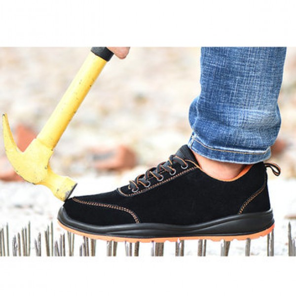 TENGOO Men Safety Shoes Steel Toe Work Sneakers Slip Resistant Waterproof Breathable Hiking Climbing Running Shoes