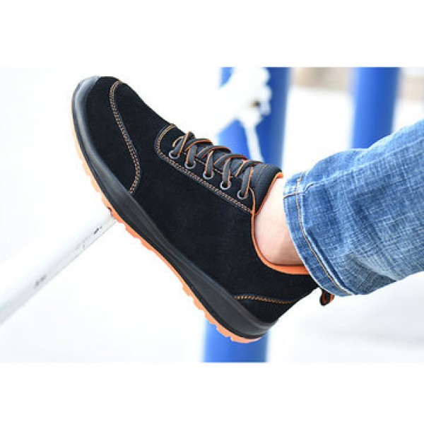 TENGOO Men Safety Shoes Steel Toe Work Sneakers Slip Resistant Waterproof Breathable Hiking Climbing Running Shoes