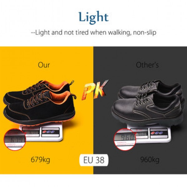 TENGOO Men Safety Shoes Steel Toe Work Sneakers Slip Resistant Waterproof Breathable Hiking Climbing Running Shoes