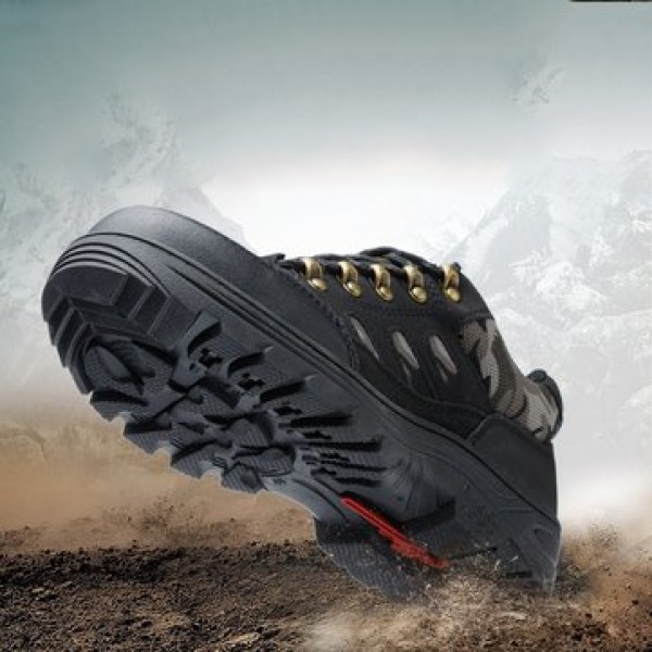 TENGOO Men Safety Shoes Steel Toe Waterproof Non-Slip Anti-Smashing Hiking Camping Fishing Work Shoes