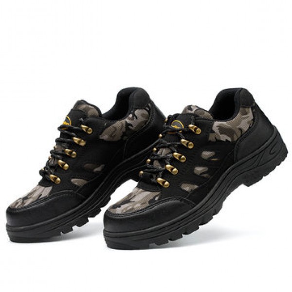 TENGOO Men Safety Shoes Steel Toe Waterproof Non-Slip Anti-Smashing Hiking Camping Fishing Work Shoes