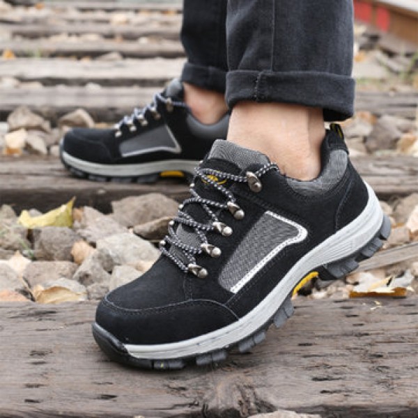 TENGOO Men Safety Shoes Work Shoes Breathable Hiking Steel Toe Steel Sole Sneakers