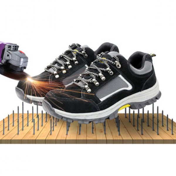 TENGOO Men Safety Shoes Work Shoes Breathable Hiking Steel Toe Steel Sole Sneakers