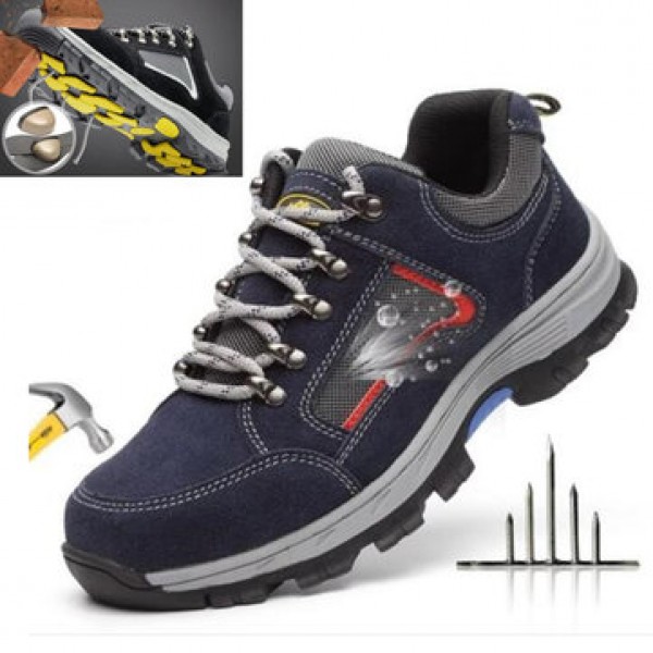 TENGOO Men Safety Shoes Work Shoes Breathable Hiking Steel Toe Steel Sole Sneakers