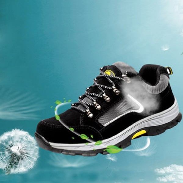 TENGOO Men Safety Shoes Work Shoes Breathable Hiking Steel Toe Steel Sole Sneakers
