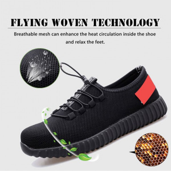 TENGOO Men Safety Shoes Work Shoes Waterproof Running Hiking Camping Shoes Non-Slip Soft