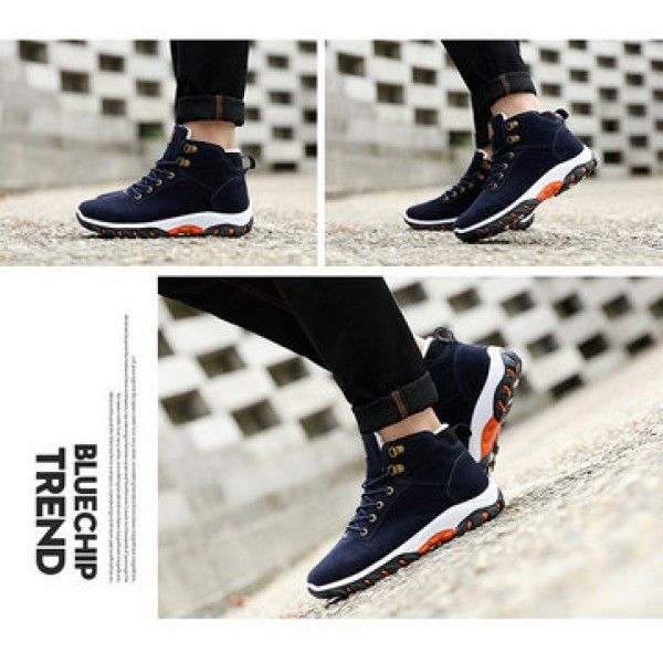 Men Winter Fur Warm Outdoor Non-slip Sneakers Suede High Top Snow Ankle Boots