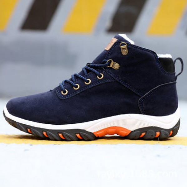 Men Winter Fur Warm Outdoor Non-slip Sneakers Suede High Top Snow Ankle Boots