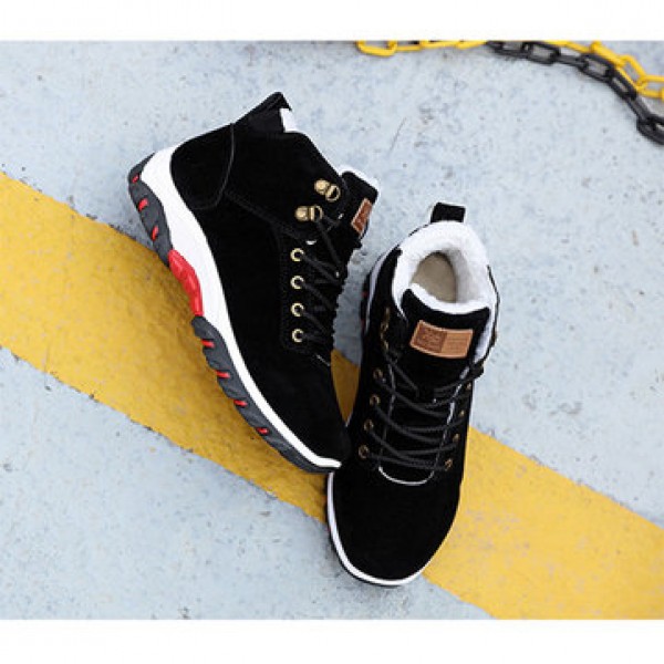 Men Winter Fur Warm Outdoor Non-slip Sneakers Suede High Top Snow Ankle Boots