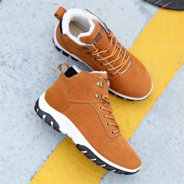 Men Winter Fur Warm Outdoor Non-slip Sneakers Suede High Top Snow Ankle Boots
