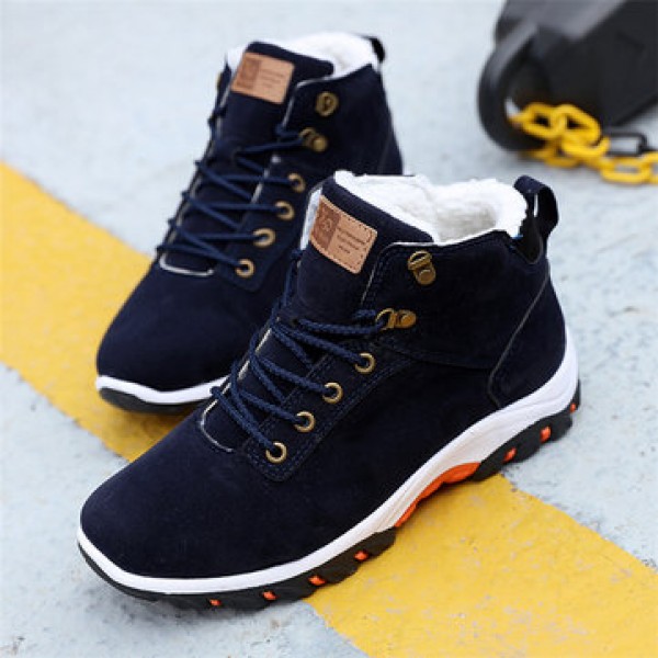 Men Winter Fur Warm Outdoor Non-slip Sneakers Suede High Top Snow Ankle Boots