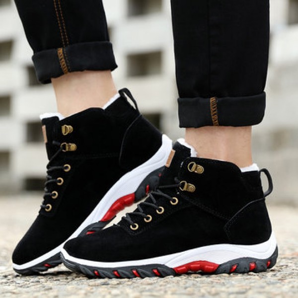 Men Winter Fur Warm Outdoor Non-slip Sneakers Suede High Top Snow Ankle Boots