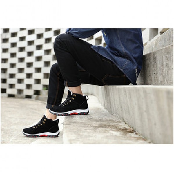 Men Winter Fur Warm Outdoor Non-slip Sneakers Suede High Top Snow Ankle Boots