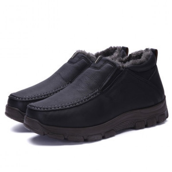 Boots Men Winter Fur Warm Shoes Snow Ankle Thicken Winter Sports Sneakers Cotton Leather