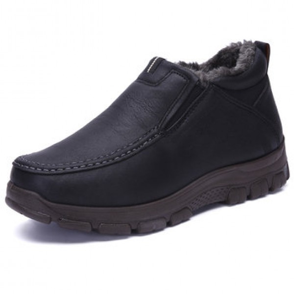 Boots Men Winter Fur Warm Shoes Snow Ankle Thicken Winter Sports Sneakers Cotton Leather