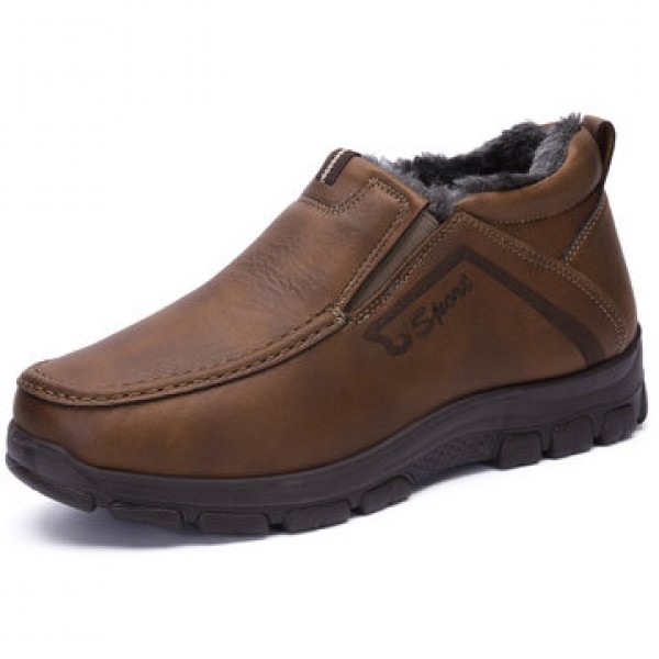 Boots Men Winter Fur Warm Shoes Snow Ankle Thicken Winter Sports Sneakers Cotton Leather