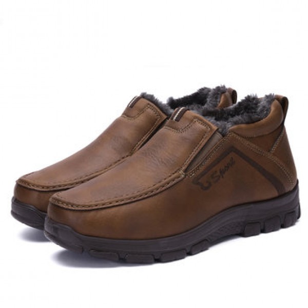 Boots Men Winter Fur Warm Shoes Snow Ankle Thicken...