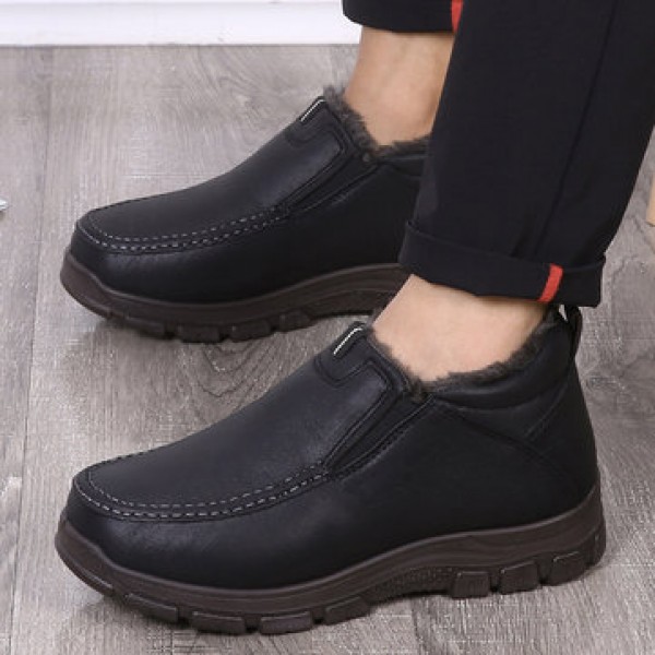 Boots Men Winter Fur Warm Shoes Snow Ankle Thicken Winter Sports Sneakers Cotton Leather