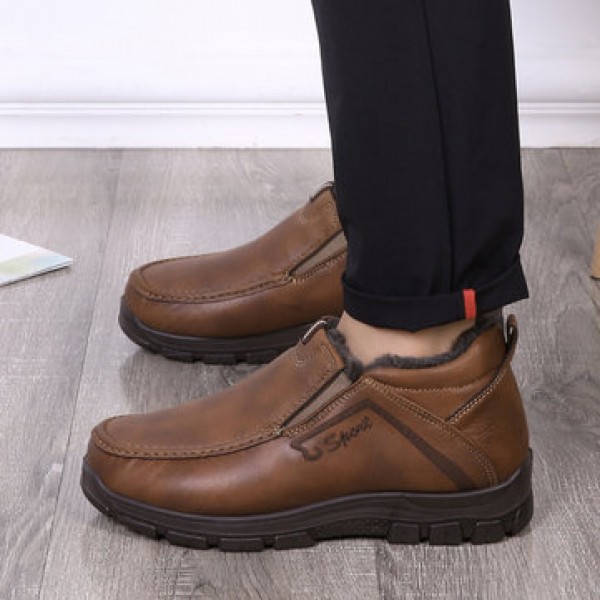 Boots Men Winter Fur Warm Shoes Snow Ankle Thicken Winter Sports Sneakers Cotton Leather