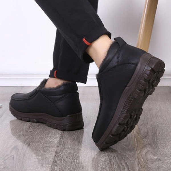 Boots Men Winter Fur Warm Shoes Snow Ankle Thicken Winter Sports Sneakers Cotton Leather