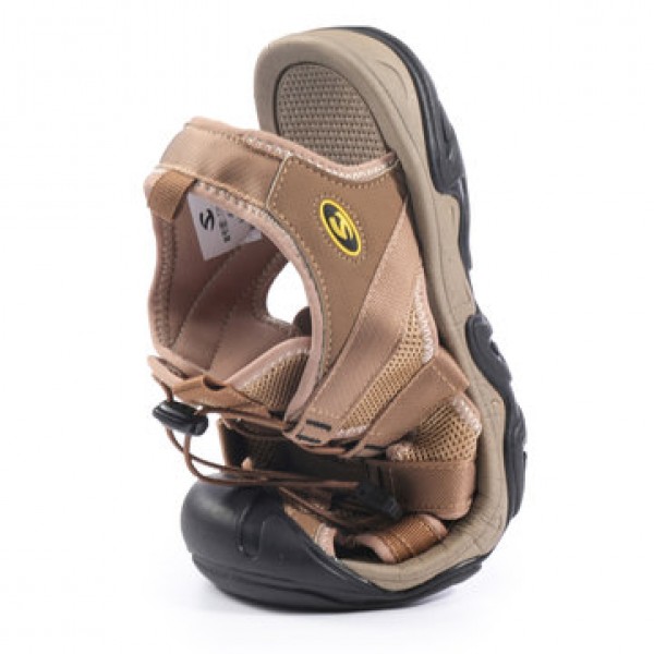 Gracosy Men Sandals Leather Breathable Non-Slip Quick Drying Fish Sandals Clip Toe Sandals